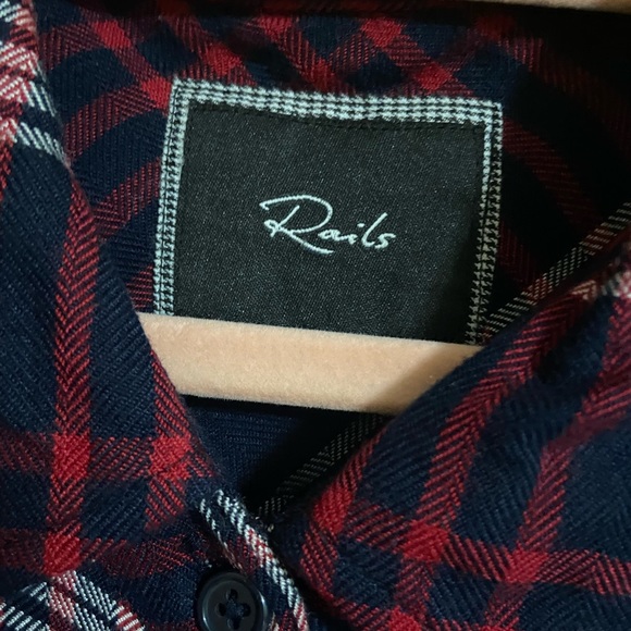 Rails Plaid Button Down Shirt, Dark Navy, Red, White Like New - Picture 4 of 11